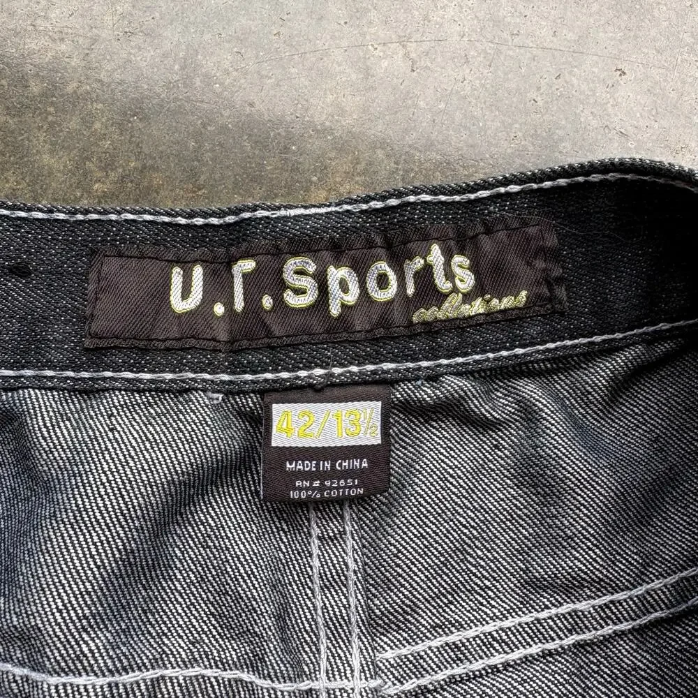 Vintage Baggy Black Y2K Embroidered‎ Jorts